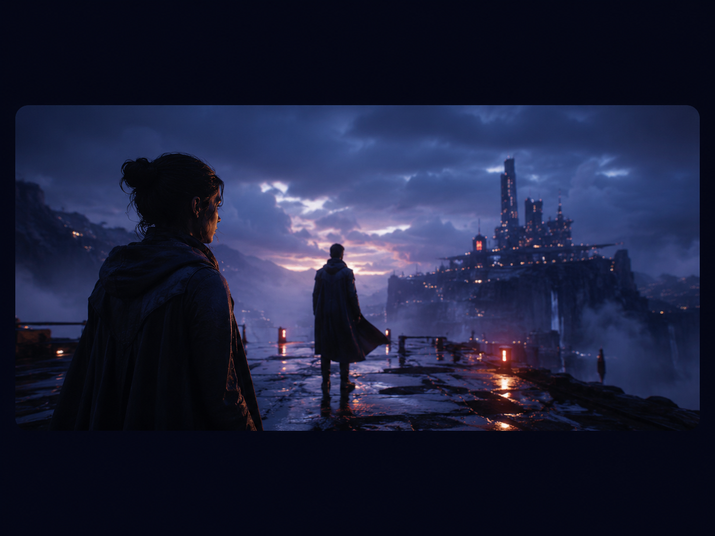 Cinematic still showing a moody linear shot composition.